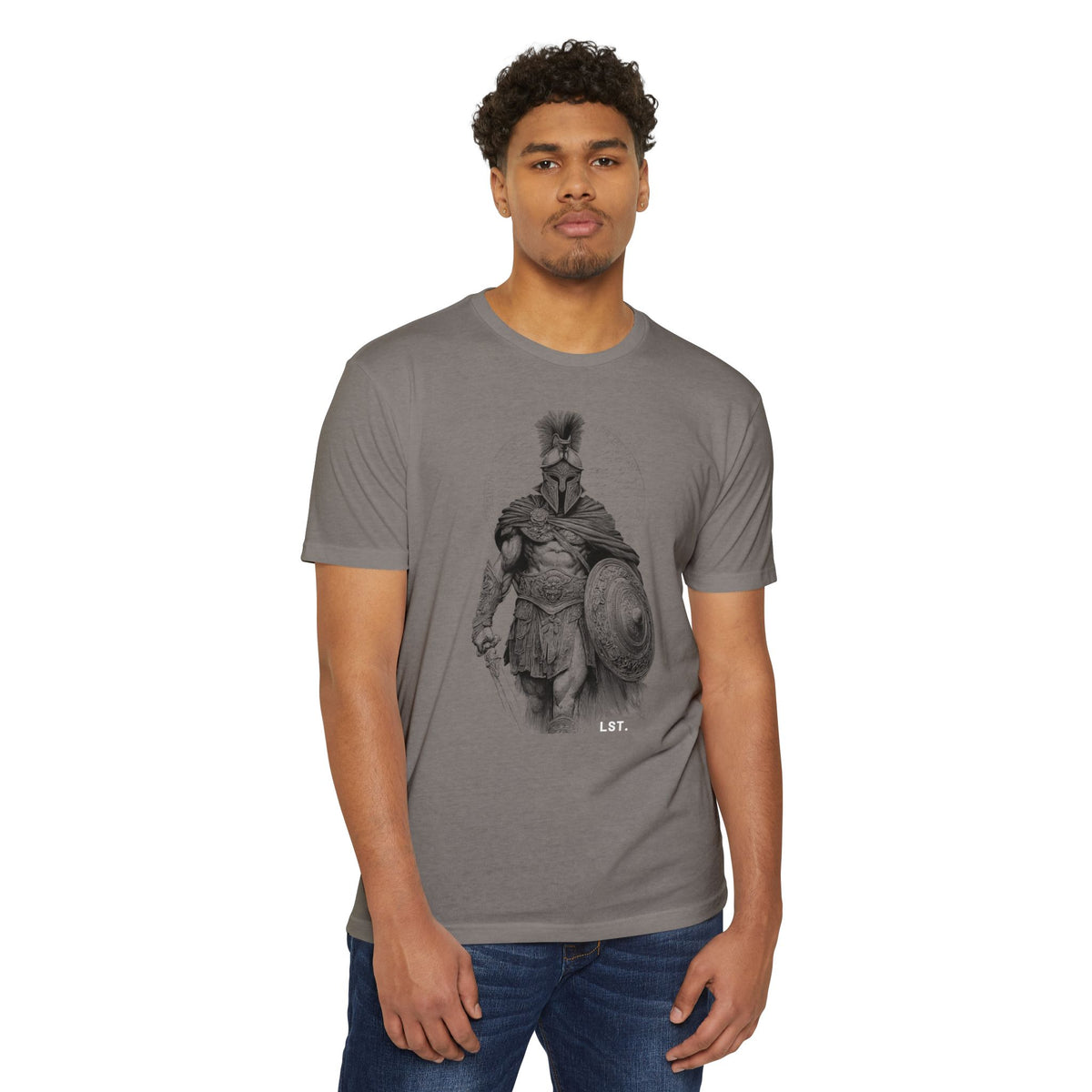 Spartan Warrior T-Shirt — Vintage Helmet & Shield Illustration