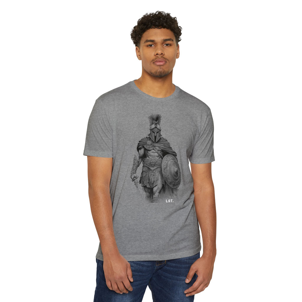 Spartan Warrior T-Shirt — Vintage Helmet & Shield Illustration