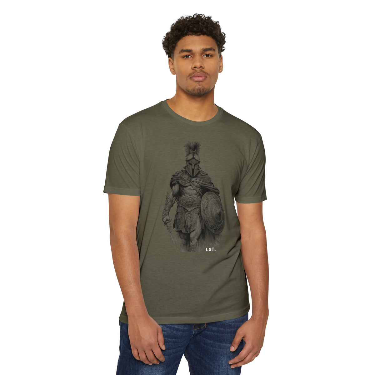 Spartan Warrior T-Shirt — Vintage Helmet & Shield Illustration