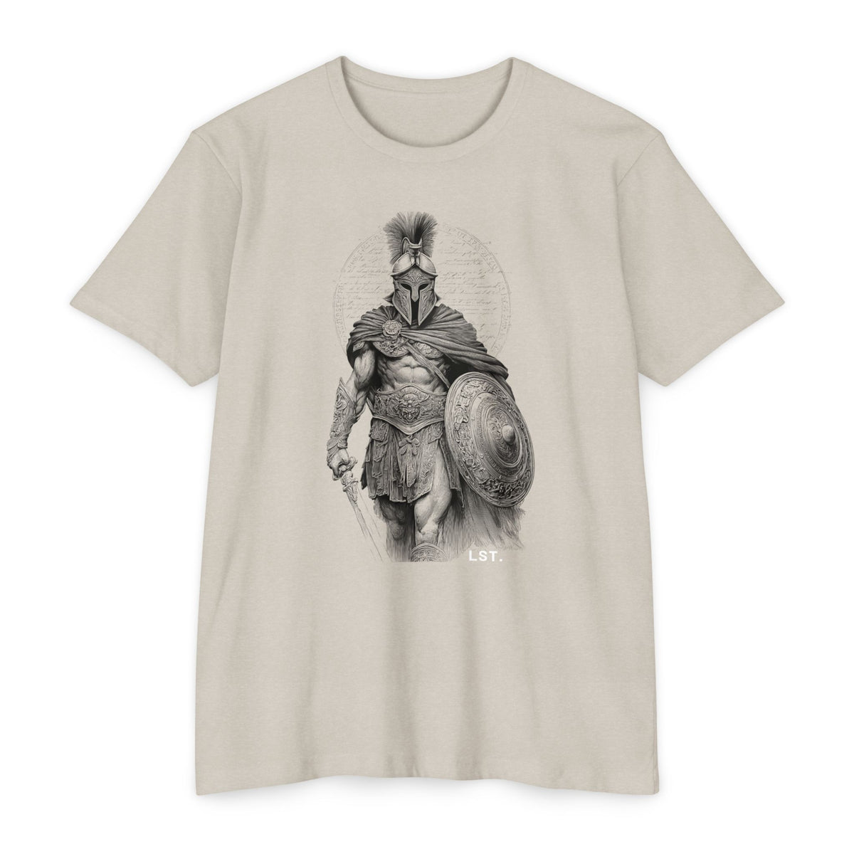 Spartan Warrior T-Shirt — Vintage Helmet & Shield Illustration