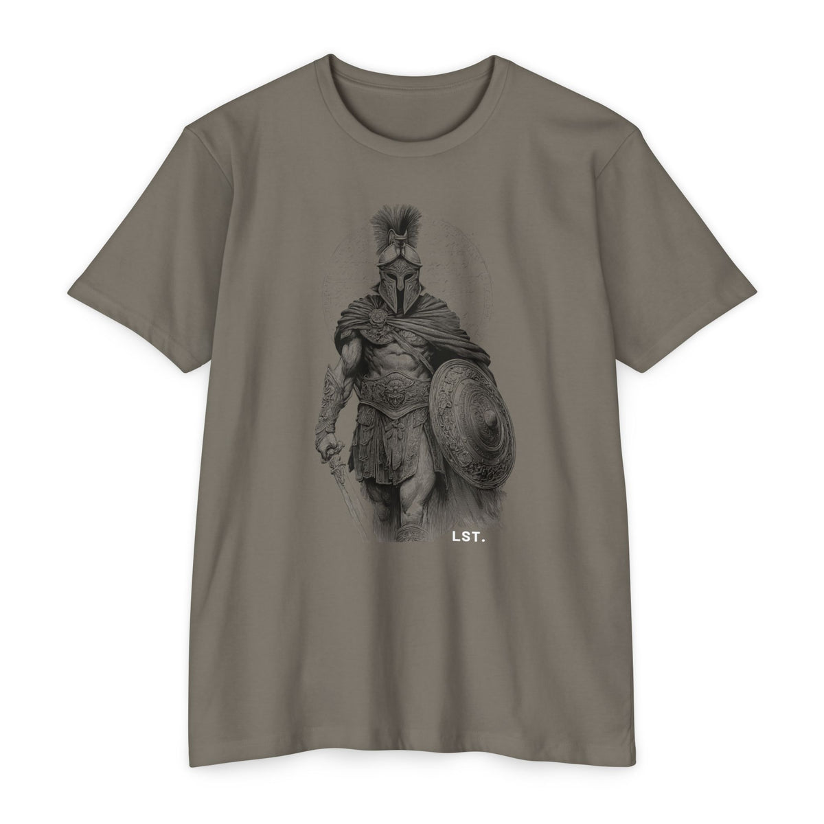 Spartan Warrior T-Shirt — Vintage Helmet & Shield Illustration