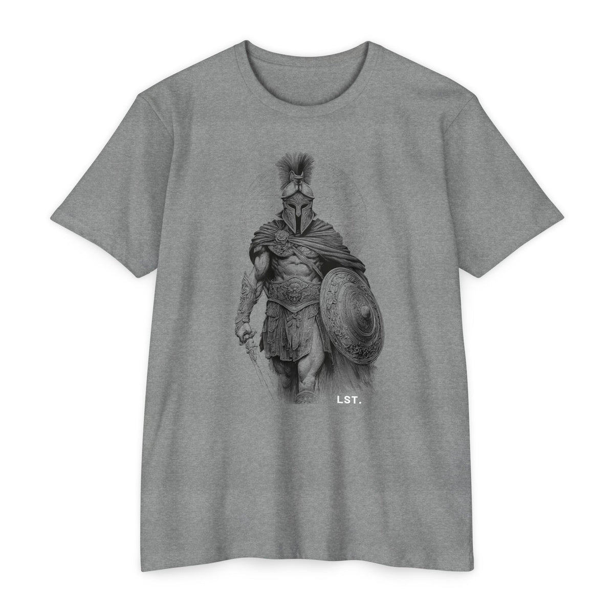 Spartan Warrior T-Shirt — Vintage Helmet & Shield Illustration
