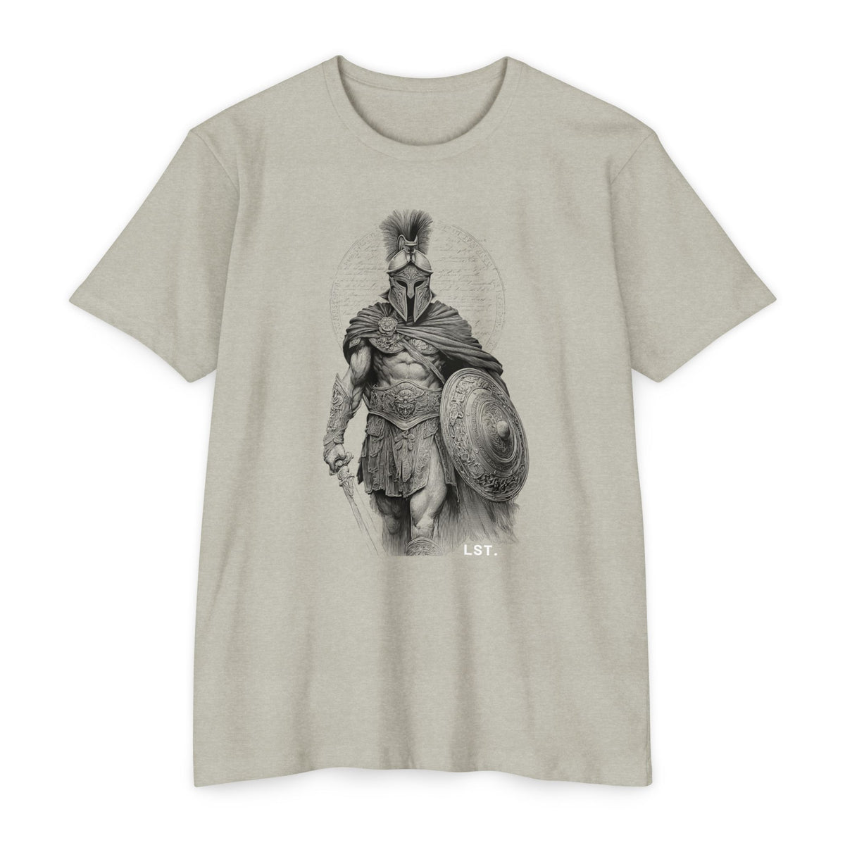 Spartan Warrior T-Shirt — Vintage Helmet & Shield Illustration