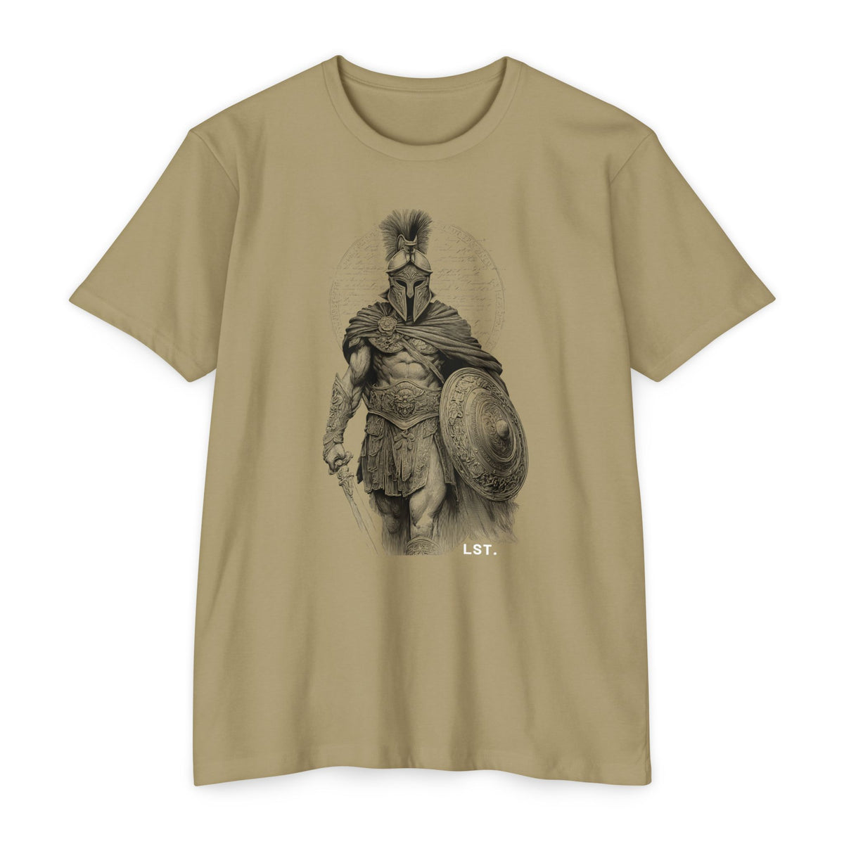 Spartan Warrior T-Shirt — Vintage Helmet & Shield Illustration