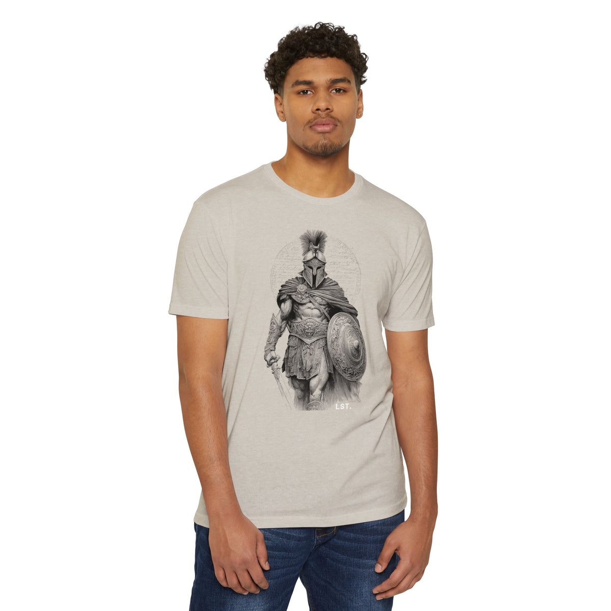 Spartan Warrior T-Shirt — Vintage Helmet & Shield Illustration