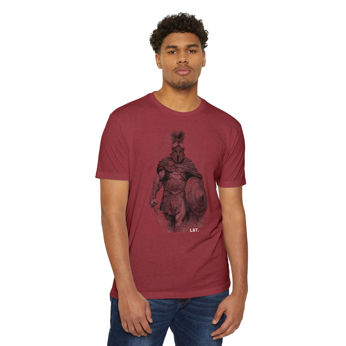 Spartan Warrior T-Shirt — Vintage Helmet & Shield Illustration