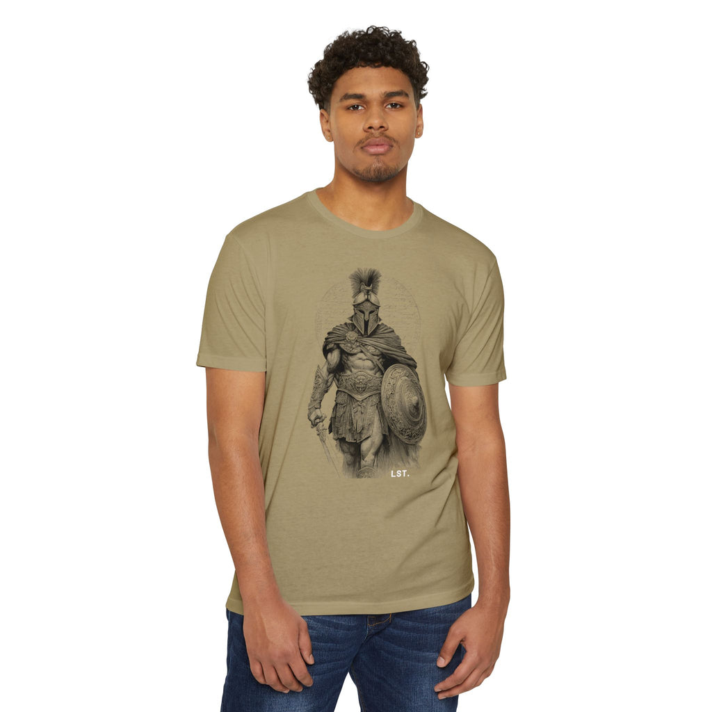Spartan Warrior T-Shirt — Vintage Helmet & Shield Illustration