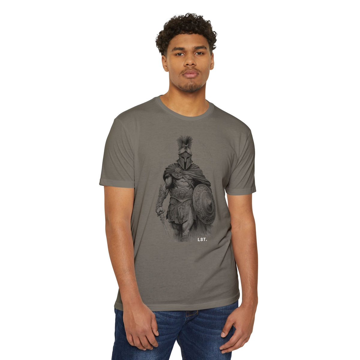 Spartan Warrior T-Shirt — Vintage Helmet & Shield Illustration