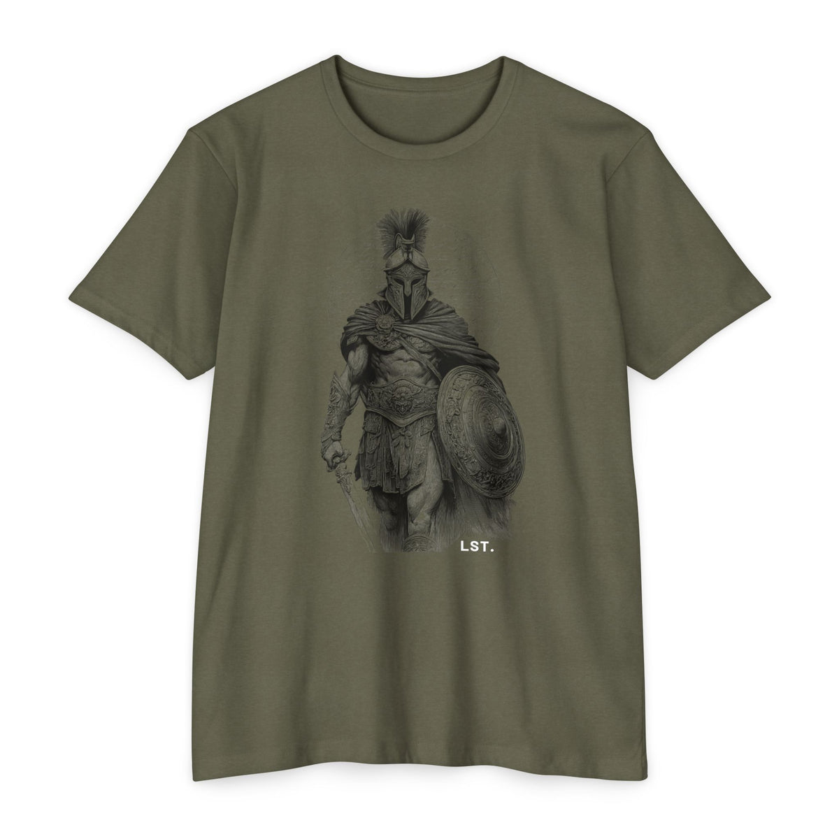 Spartan Warrior T-Shirt — Vintage Helmet & Shield Illustration