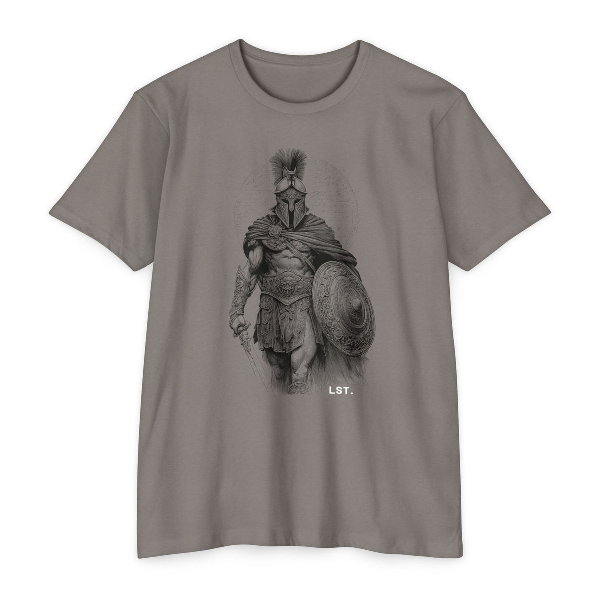 Spartan Warrior T-Shirt — Vintage Helmet & Shield Illustration