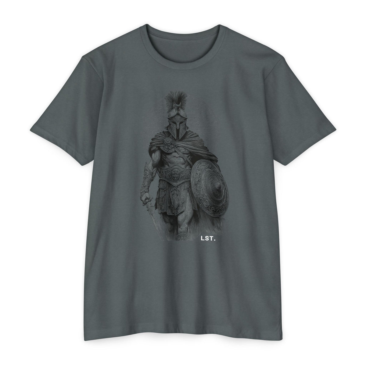Spartan Warrior T-Shirt — Vintage Helmet & Shield Illustration