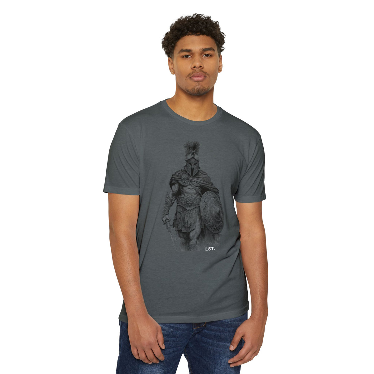 Spartan Warrior T-Shirt — Vintage Helmet & Shield Illustration